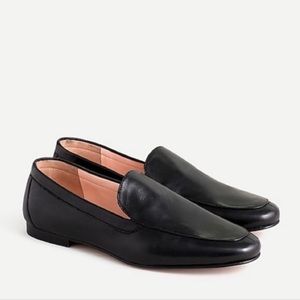 J. Crew Leather Smoking Slippers Black Leather